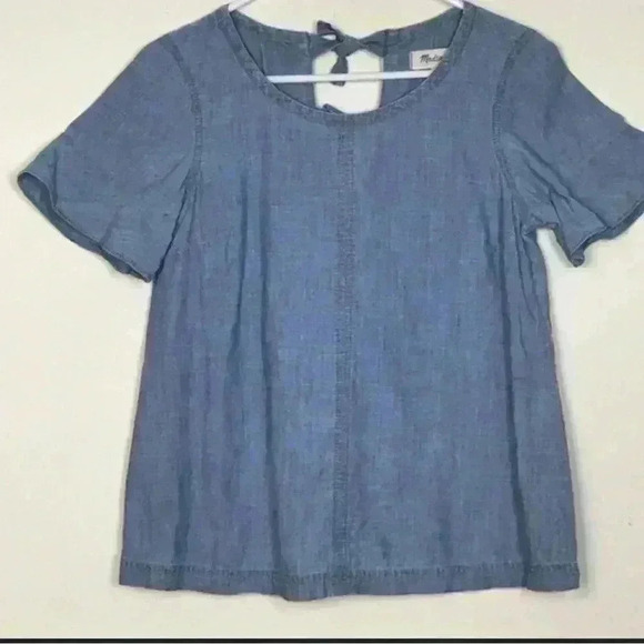 Madewell Tops - Madewell Blouse Women Shirt Tiered Blue Chambray short Sleeve Peasant boho xs